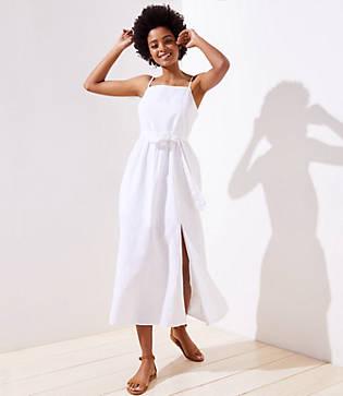 Loft Beach Smocked Back Tie Waist Maxi Dress