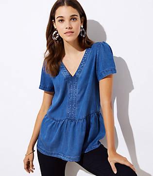Loft Chambray Peplum Top
