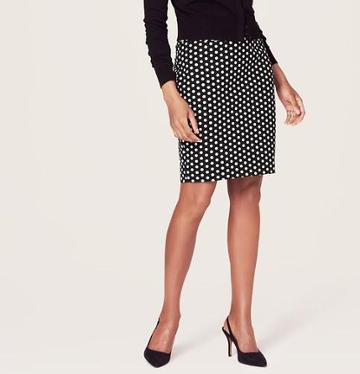 Loft Curvy Fit Polka Dot Pencil Skirt