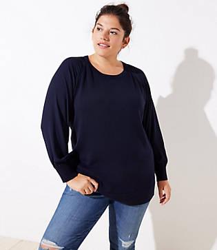 Loft Plus Mixed Media Draped Sleeve Sweater
