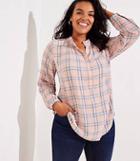 Loft Plus Plaid Ruffle Henley Tunic