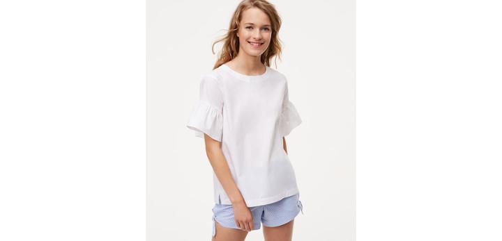 Loft Tie Back Ruffle Cuff Top