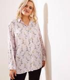 Loft Plus Flower Branch Tie Front Utility Blouse