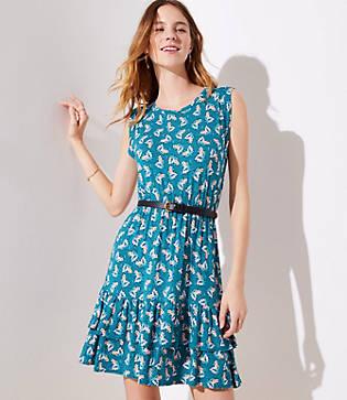 Loft Spring Leaf Flounce Dress