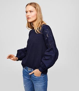 Loft Eyelet Blouson Sweatshirt