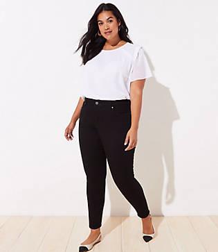 Loft Short Loft Plus High Waist Skinny Jeans In Black