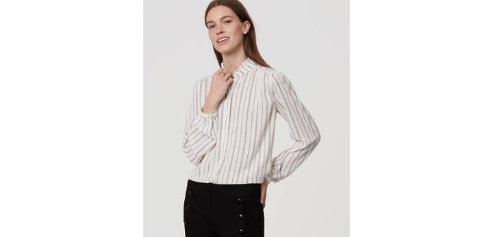 Loft Loveline Ruffle Neck Blouse