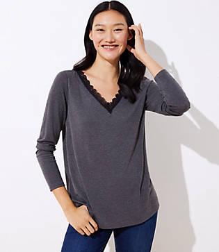Loft Lace Trim Tie Back Top