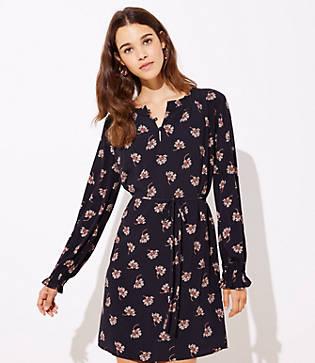 Loft Bouquet Ruffle Tie Waist Dress