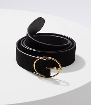 Loft Oval Buckle Suede Belt
