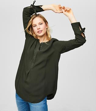 Loft Tie Cuff Henley Tunic