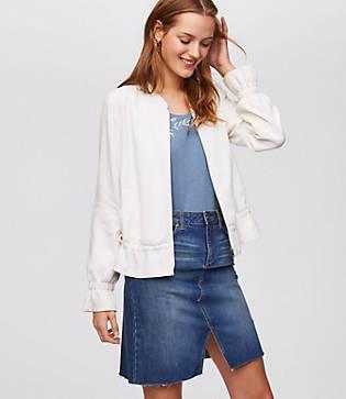 Loft Ruffle Bomber Jacket