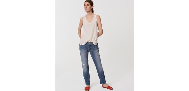 Loft Boyfriend Jeans In Destructed Birch Wash