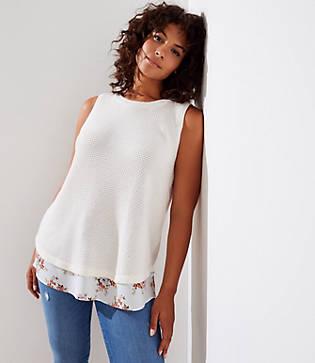 Loft Plus Floral Two In One Sweater Tank