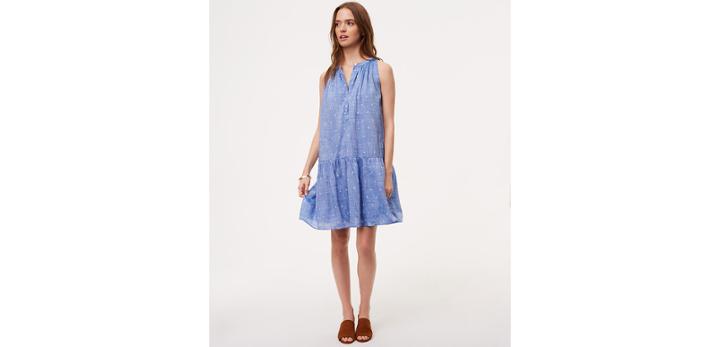 Loft Dot Chambray Drop Waist Dress