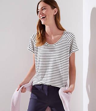 Loft Stripe Cuffed Dolman Tee