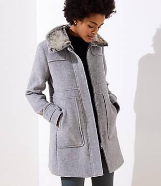 Loft Faux Fur Collar Coat