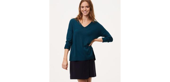 Loft Tie Back Double V Sweater