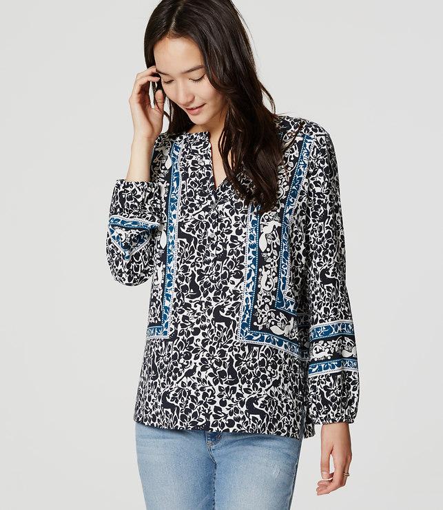 Loft Unicorn Floral Henley Blouse