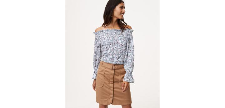 Loft Diamond Floral Off The Shoulder Blouse