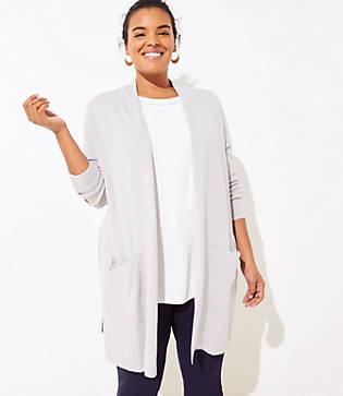 Loft Plus Linen Blend Pocket Duster Sweater