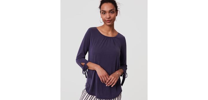 Loft Sandwashed Tie Cuff Top