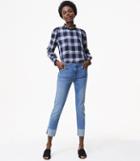 Loft Modern Frayed Cuff Straight Leg Jeans In Light Vintage Wash