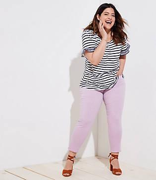 Loft Plus Striped Ruffle Cuff Tee