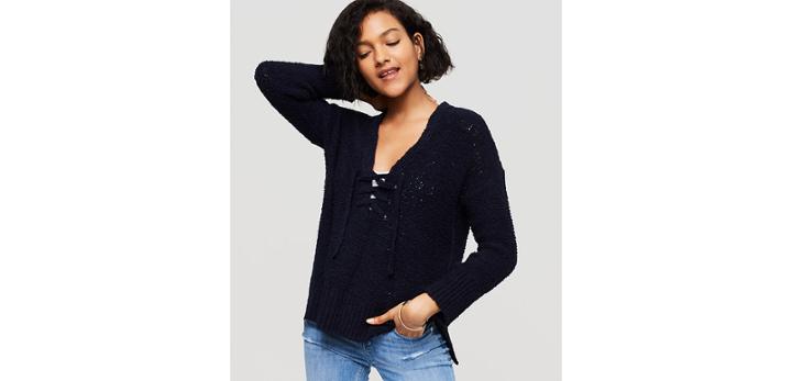 Loft Lou & Grey Lace Up Sweater