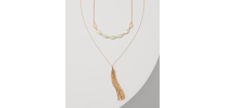 Loft Layered Stone Tassel Necklace
