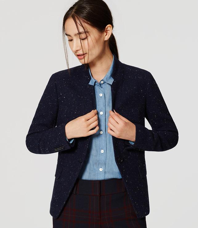 Loft Speckled Tweed Notched Blazer