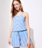 Loft Floral Chevron Tie Waist Romper