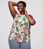 Loft Plus Camellia Garden Tie Back Mixed Media Shell