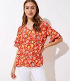 Loft Floral V-neck Flutter Top