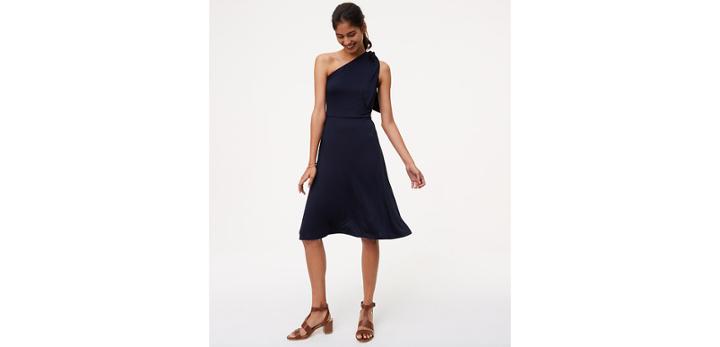 Loft One Shoulder Flare Dress