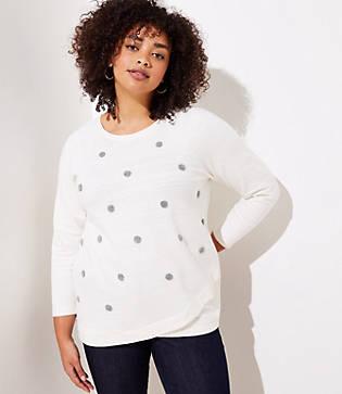 Loft Plus Texture Dot Crossover Sweatshirt