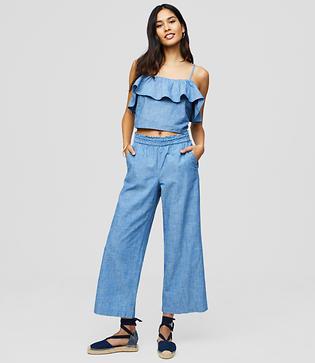 Loft Beach Chambray Cropped Pants