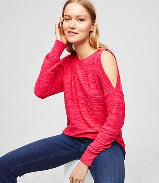 Loft Spacedye Cold Shoulder Sweater