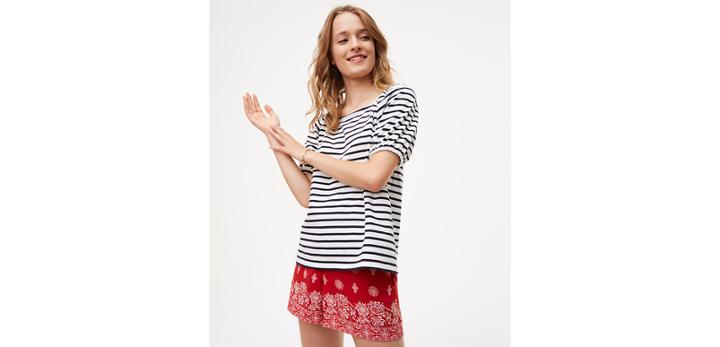 Loft Puff Slv Top - Danza Stripe