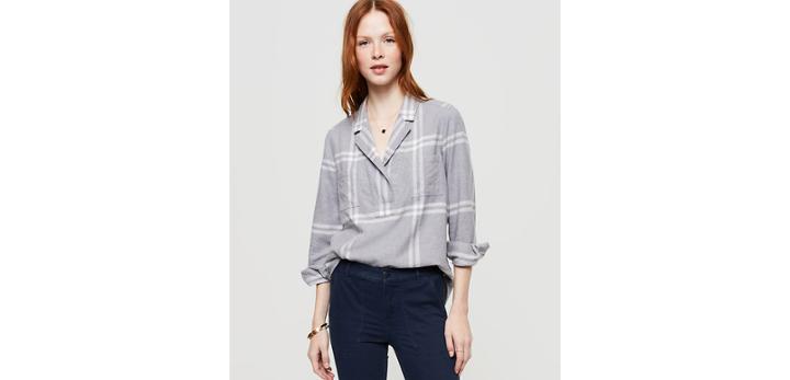 Loft Lou & Grey Plaid Flannel Palette Shirt