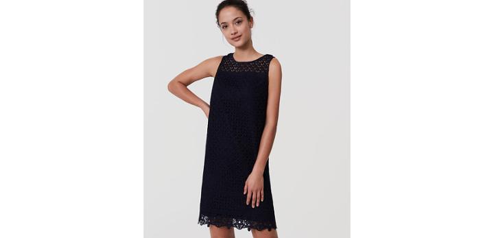 Loft Fan Lace Shift Dress