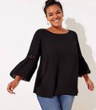 Loft Lace Bell Sleeve Mixed Media Top