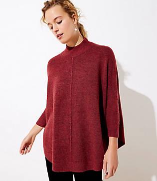 Loft Mock Neck Poncho Sweater
