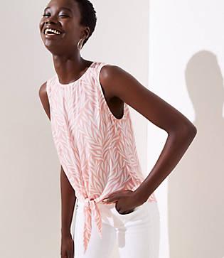 Loft Fern Tie Hem Button Back Top