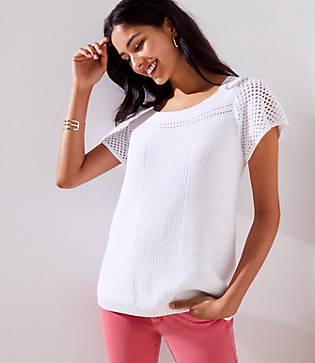 Loft Pointelle Flare Sleeve Sweater