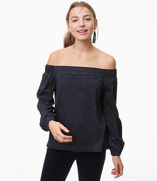 Loft Shimmer Blouson Off The Shoulder Top