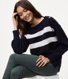 Loft Striped Shoulder Button Sweater