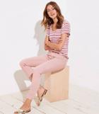 Loft Modern Double Frayed Skinny Ankle Jeans In Pink