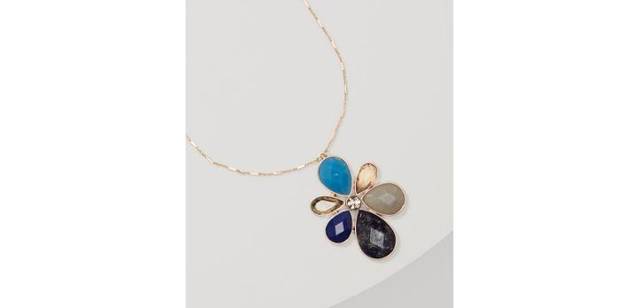 Loft Floral Crystal Drop Pendant Necklace