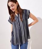 Loft Striped Cap Sleeve Henley Top